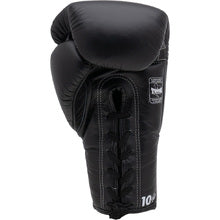 Twins Special BGLL1 black leather 10 oz lace-up boxing glove with white logo