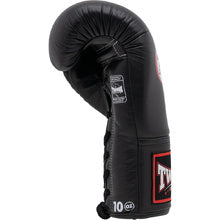 Twins Special black leather boxing glove with red white accents size 10