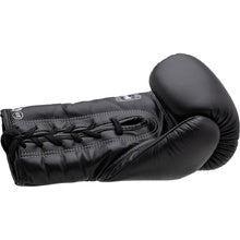 Twins Special BGLL1 black leather lace-up boxing gloves with quilted padding