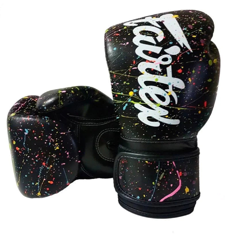 Fairtex Painter Gloves in black multicolored splatter design