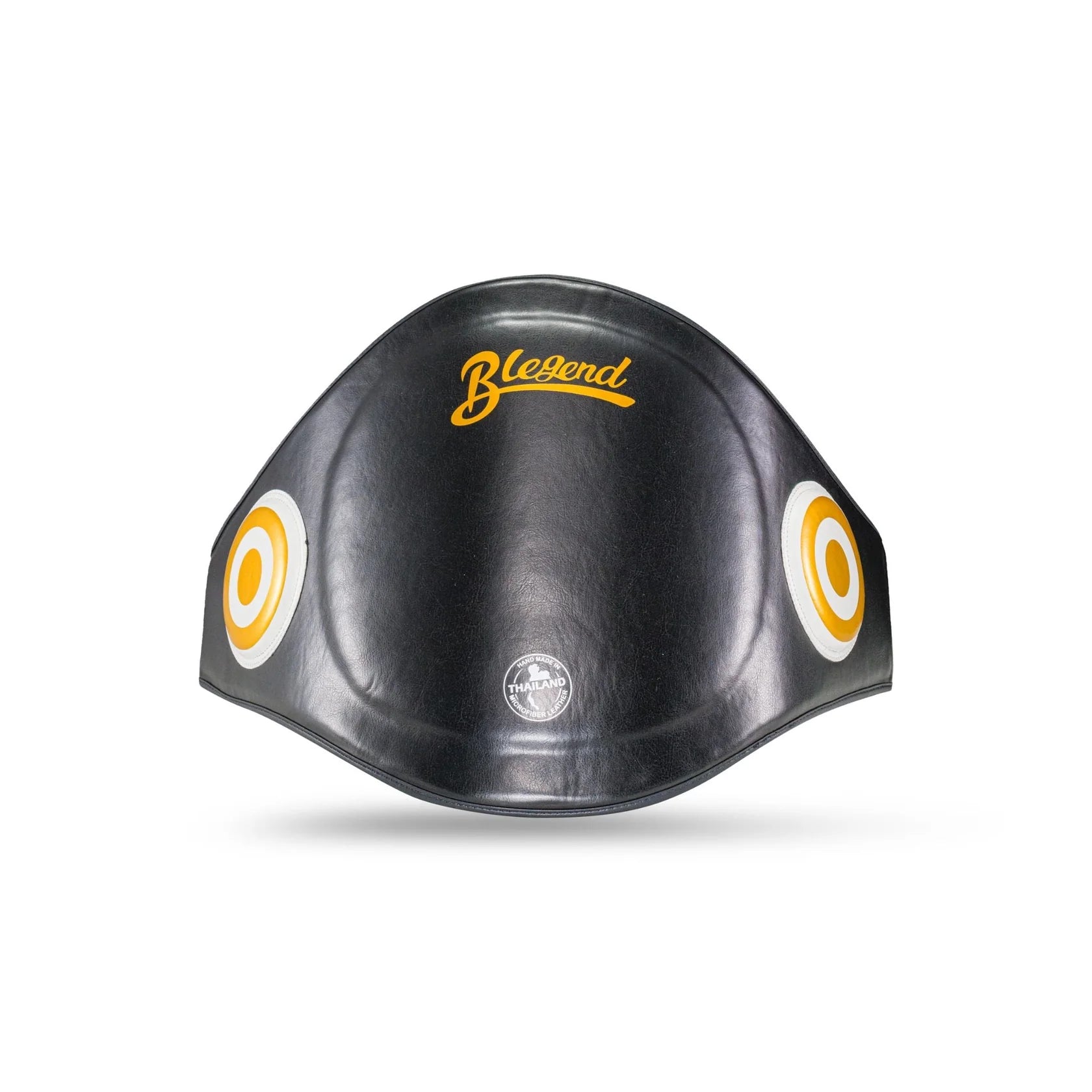 Blegend Knee Shield Black boxing pad with yellow white leather targets