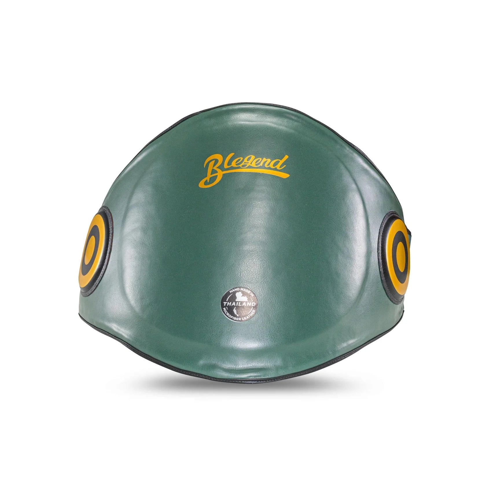 Blegend Knee Shield Olive Green boxing pad with yellow accents