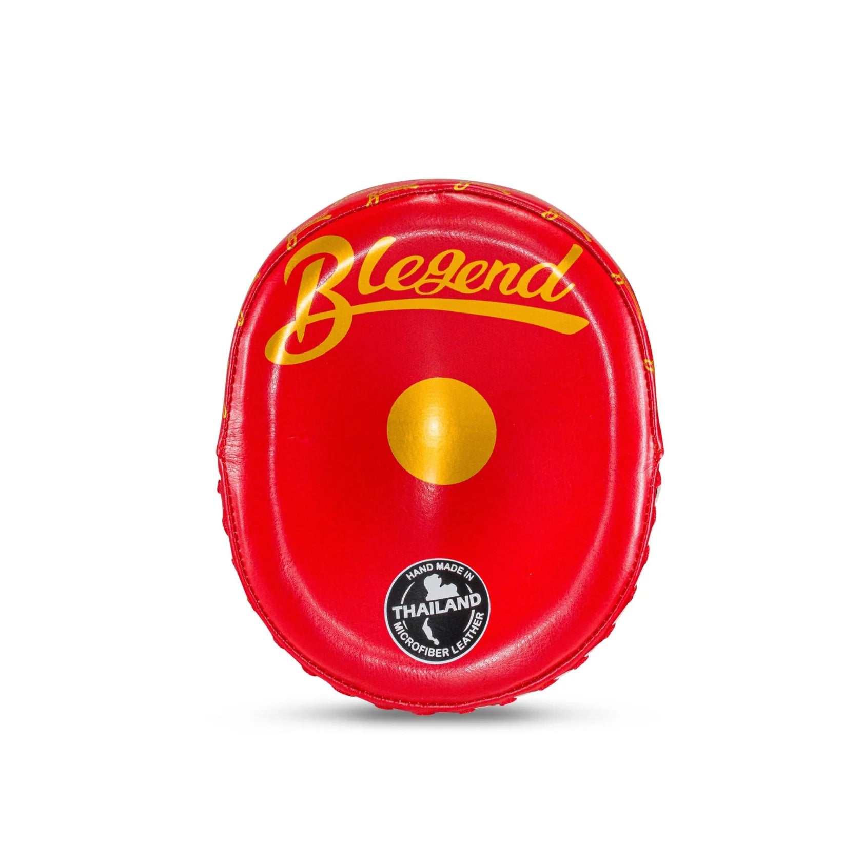 Red BLEGEND Focus Mitts BFM17 boxing pad with gold accents