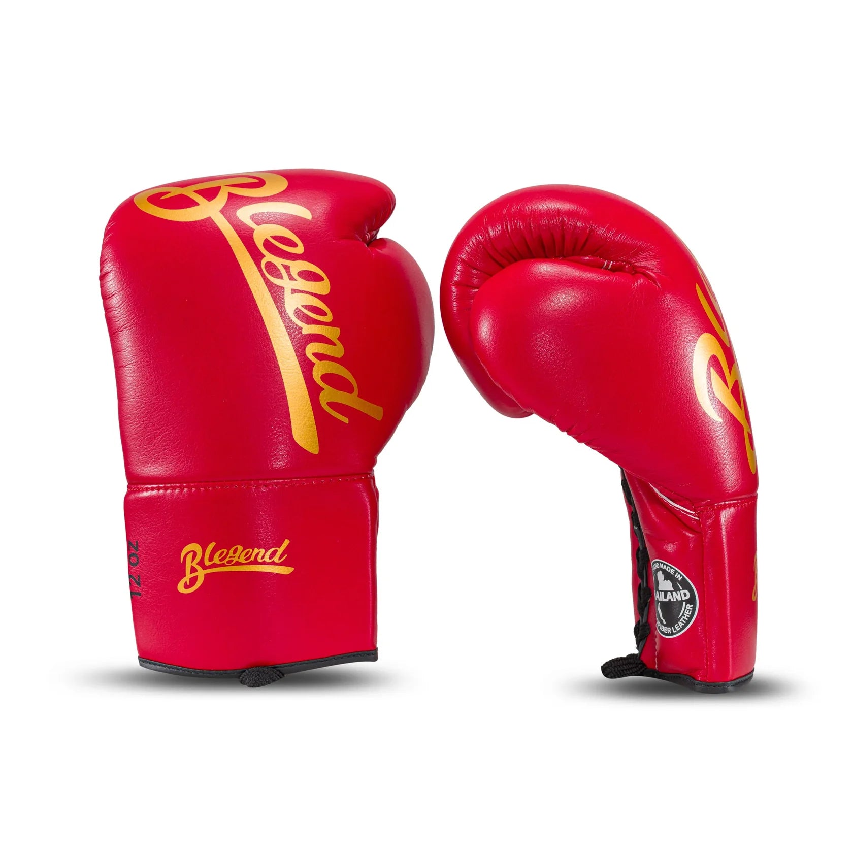 Red Blegend Fight Gloves with gold lettering and logo