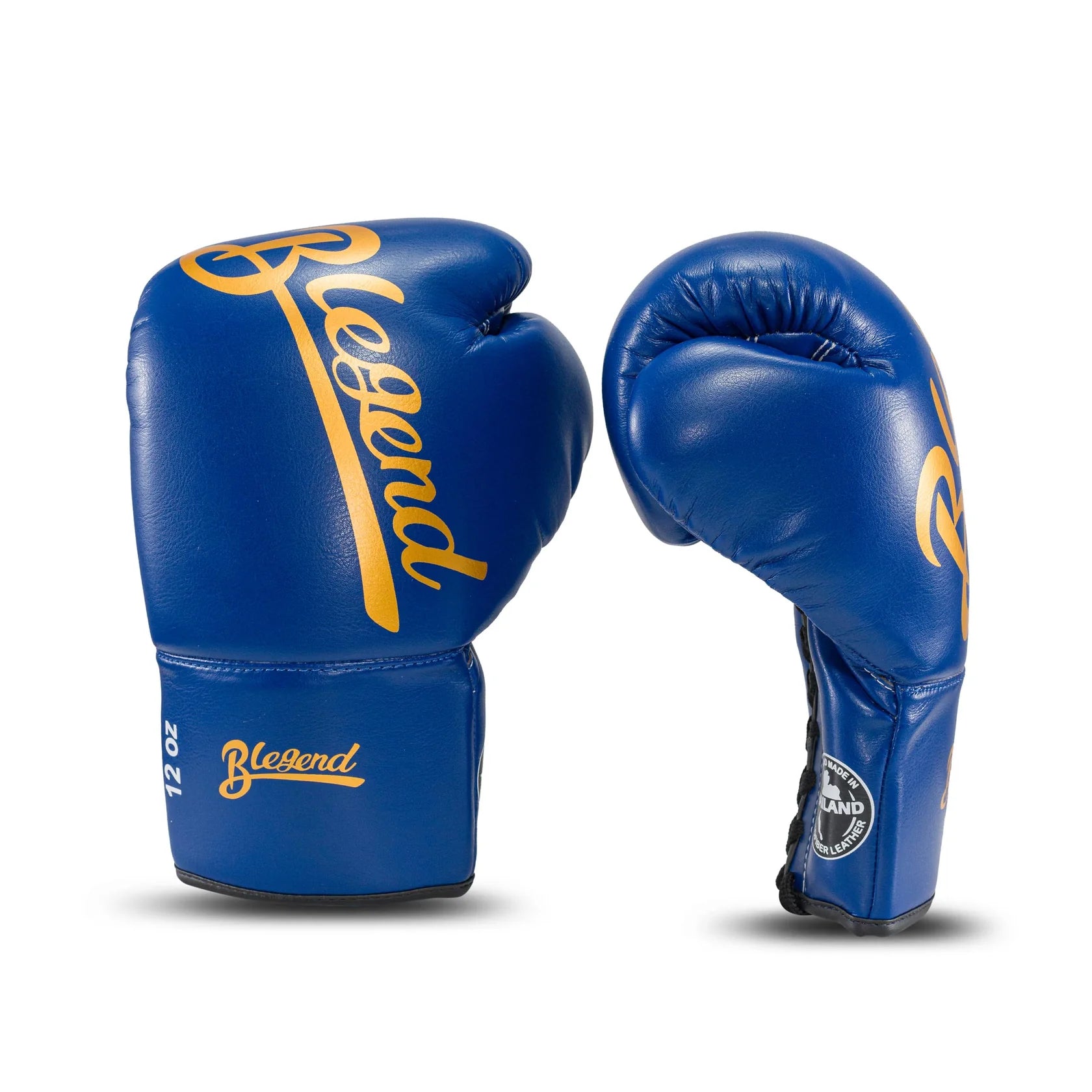 Blue Blegend Fight Gloves with gold legend branding