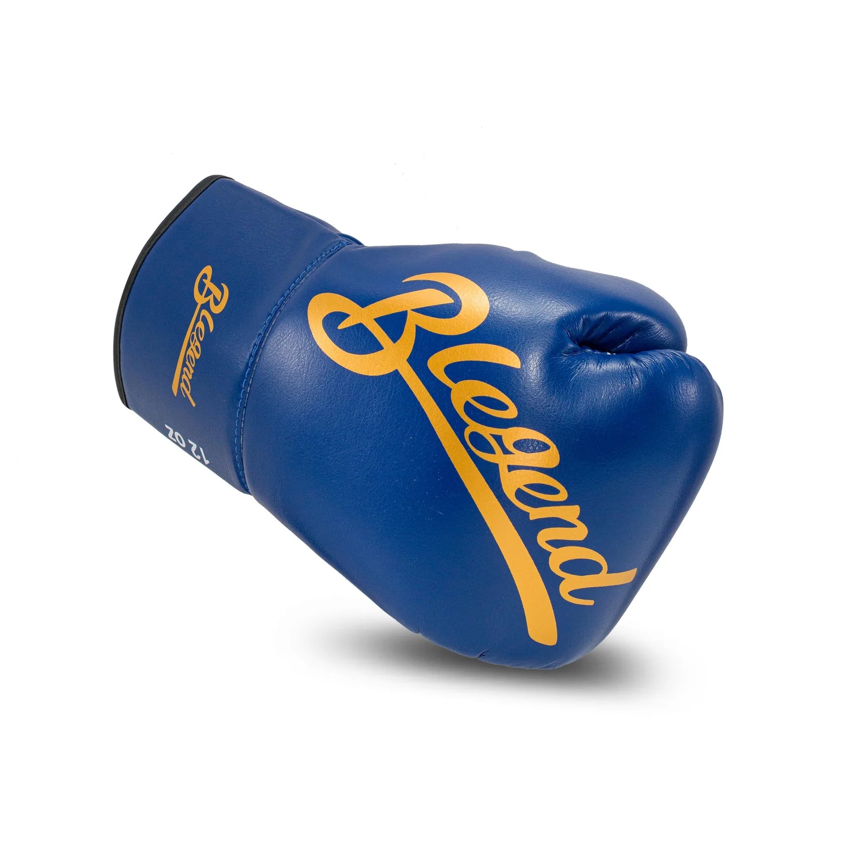 Blue Blegend Fight Gloves with gold Legend logo on leather