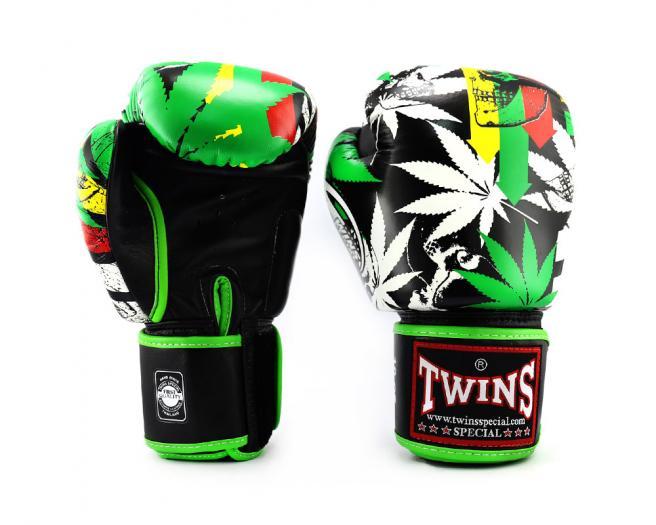 Twins Special Weed Style rasta boxing gloves with marijuana leaf design