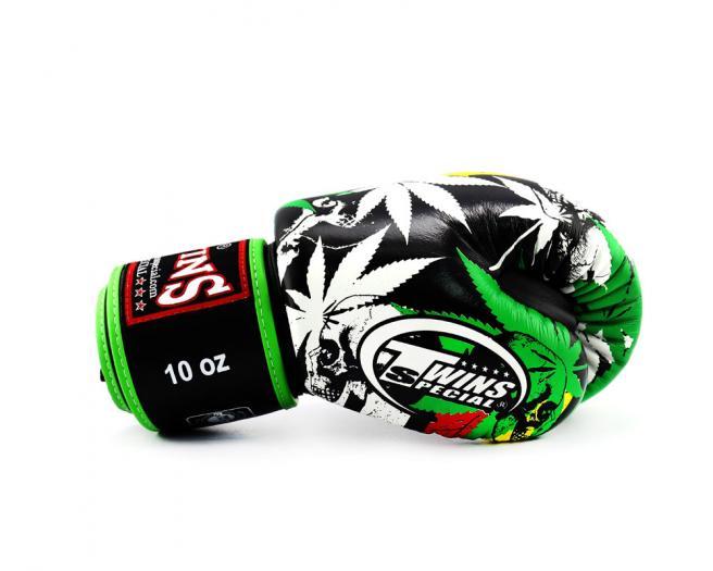 10 oz black and green marijuana leaf print boxing glove by Twins Special