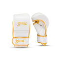Blegend MMA Gloves White with Blessed Logo on Gold Accents