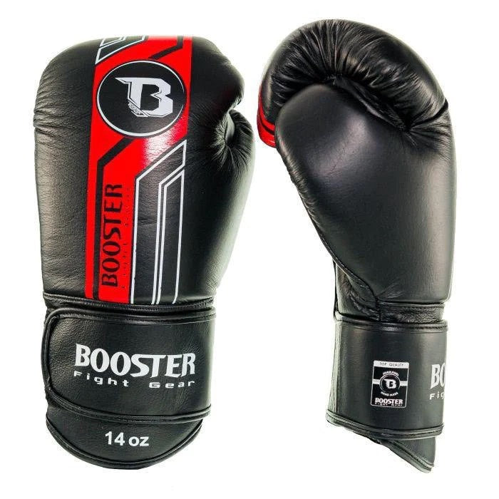 14 oz black and red Booster BGLV9 fight gear boxing gloves