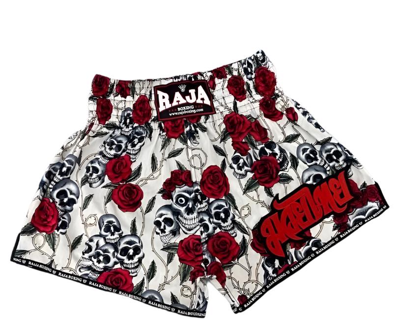 Raja Shorts Rose Skull White — fight gear in Phuket (Chalong) | MMAGuy