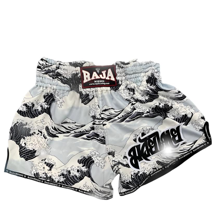 Raja Shorts White Wave — fight gear in Phuket (Chalong) | MMAGuy