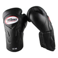 Twins Special BGVL6 14 oz black leather boxing gloves with flame design