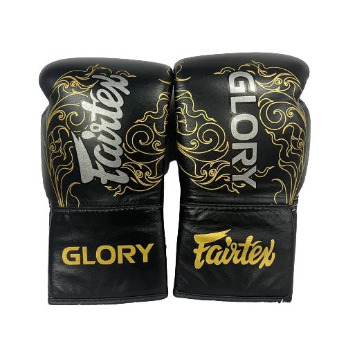 Fairtex Boxing Gloves Glory Lace Up Black gold — fight gear in Phuket (Chalong) | MMAGuy