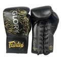 Fairtex Boxing Gloves Glory Lace Up Black gold — view 2, fight gear Phuket | MMAGuy
