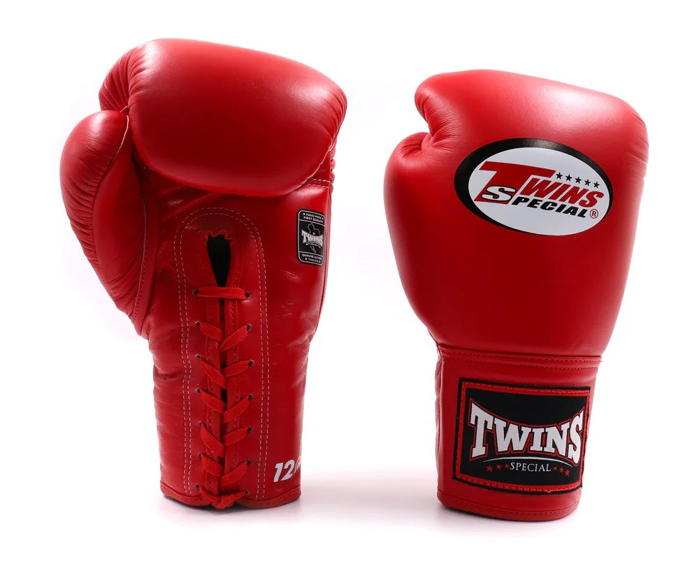 Twins Special Boxing Gloves BGLL1 Red Lace Up — view 2, fight gear Phuket | MMAGuy