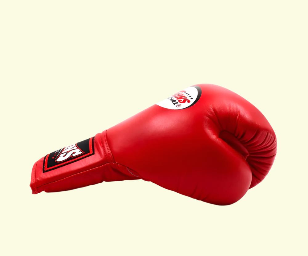 Twins Special Boxing Gloves BGLL1 Red Lace Up — view 3, fight gear Phuket | MMAGuy