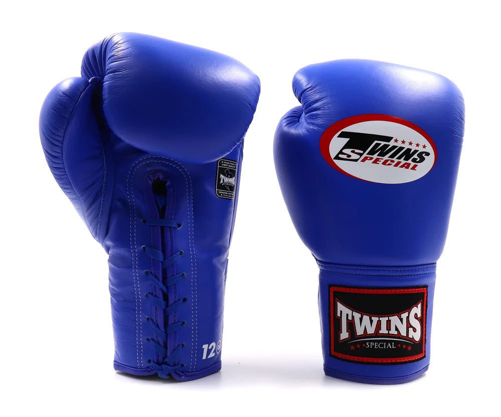 Twins Special Boxing Gloves BGLL1 Blue Lace Up — view 2, fight gear Phuket | MMAGuy