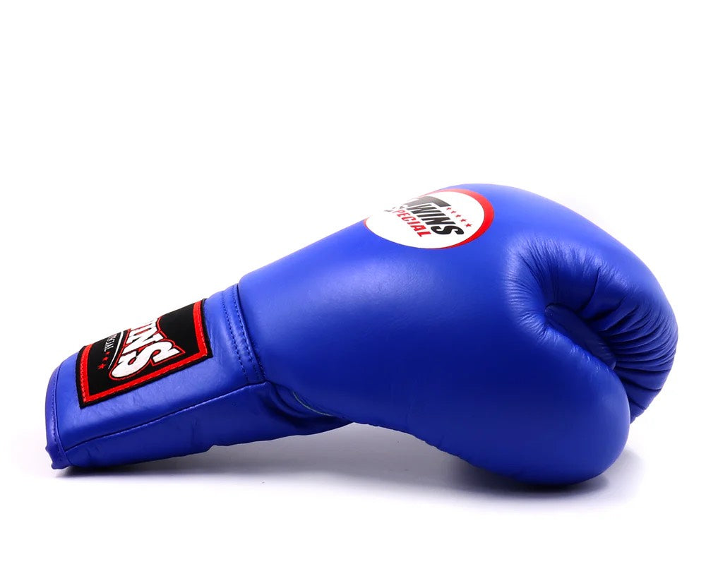 Twins Special Boxing Gloves BGLL1 Blue Lace Up — view 3, fight gear Phuket | MMAGuy