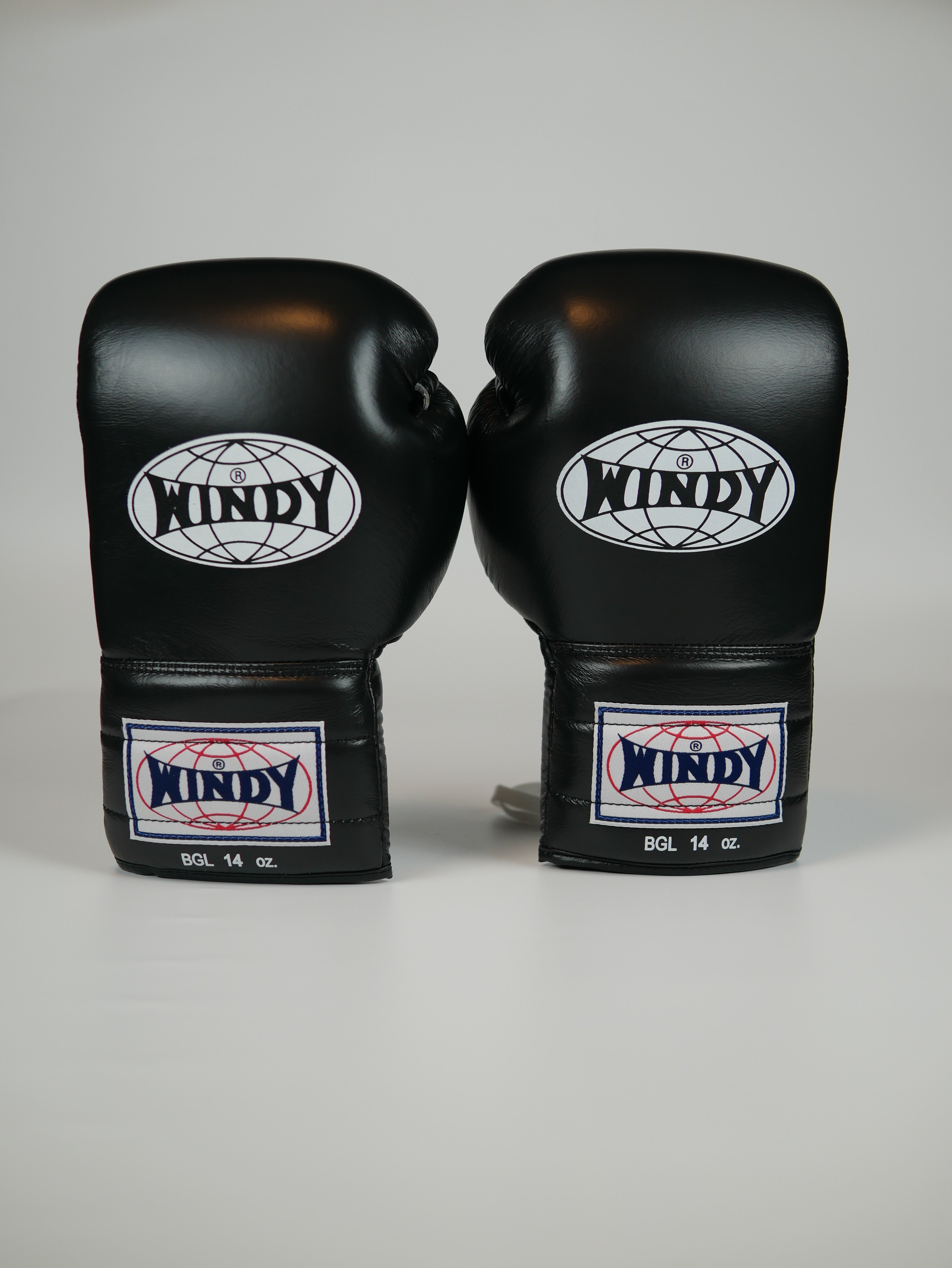 Windy Boxing Gloves Lace up Black — view 3, fight gear Phuket | MMAGuy