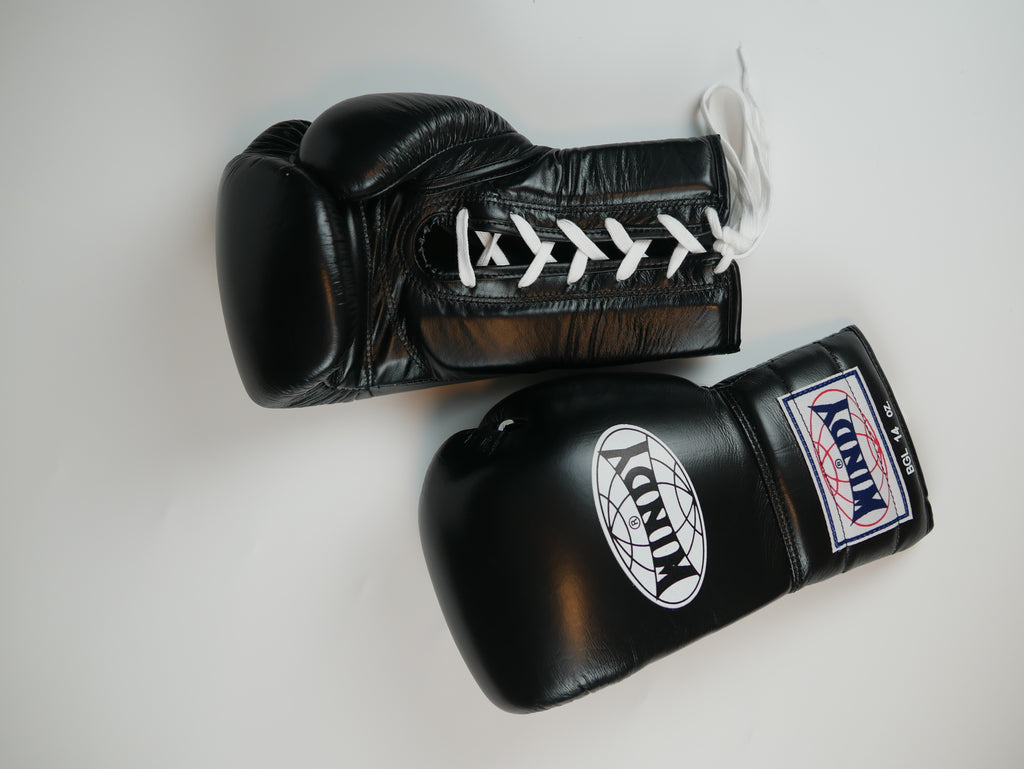 Windy Boxing Gloves Lace up Black — view 2, fight gear Phuket | MMAGuy