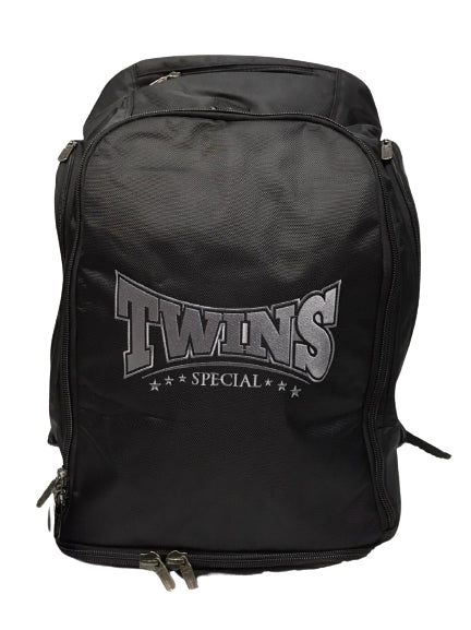 Black Twins Rucksack backpack with silver accents and logo