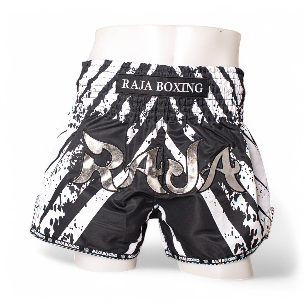 Raja Muay Thai Shorts — White Brush Logo (RK-11) — MMAGuy fight gear Phuket