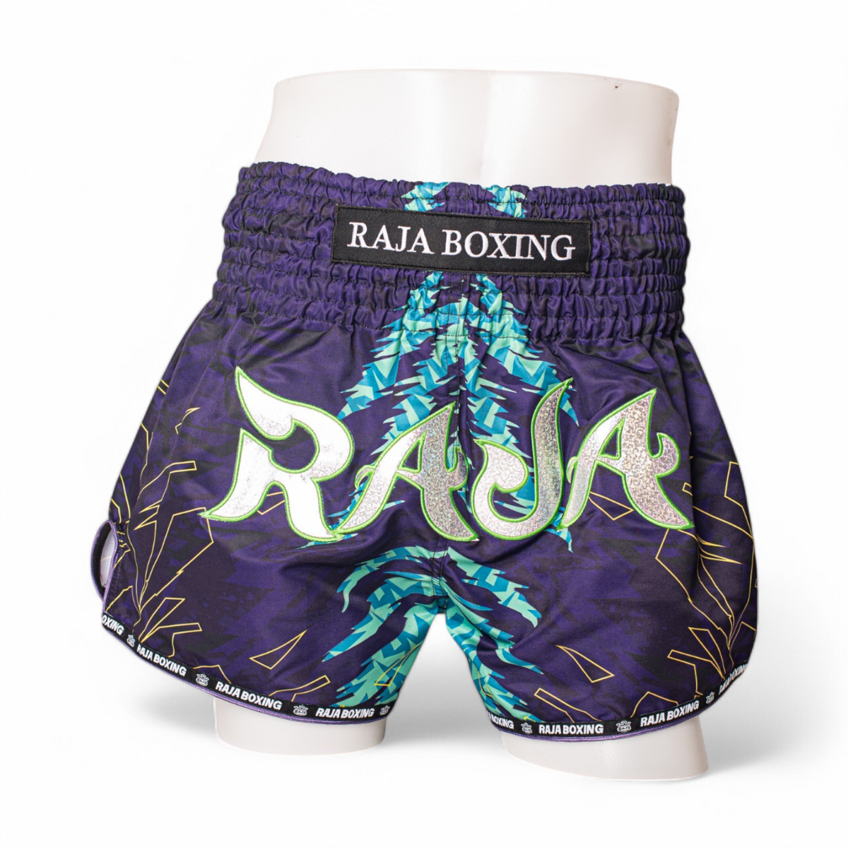 Raja Muay Thai Shorts — Blue Arrow Logo (RK-1) — MMAGuy fight gear Phuket