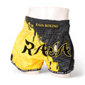 Raja Muay Thai Shorts — Yellow Split Logo (RK-4) — MMAGuy fight gear Phuket