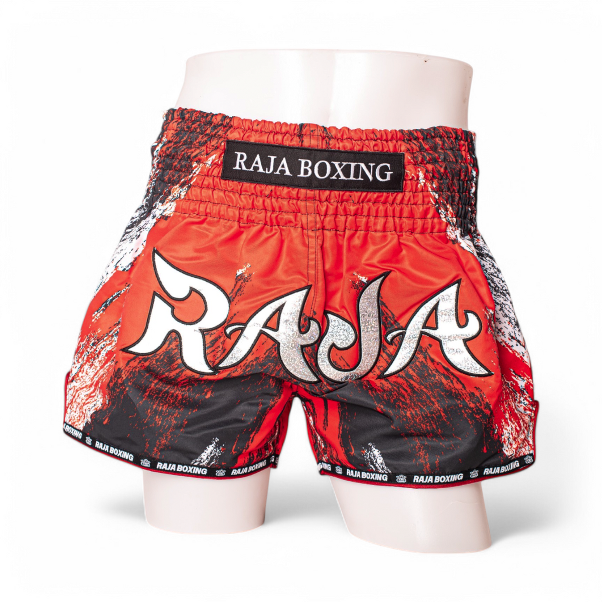 Raja Muay Thai Shorts — Red Brush Logo (RK-12) — MMAGuy fight gear Phuket