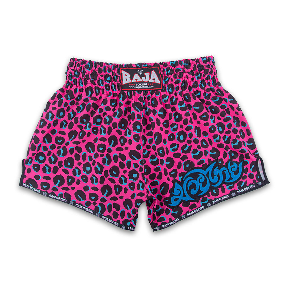 Raja Muay Thai Shorts — Pink Leopard Print — MMAGuy fight gear Phuket