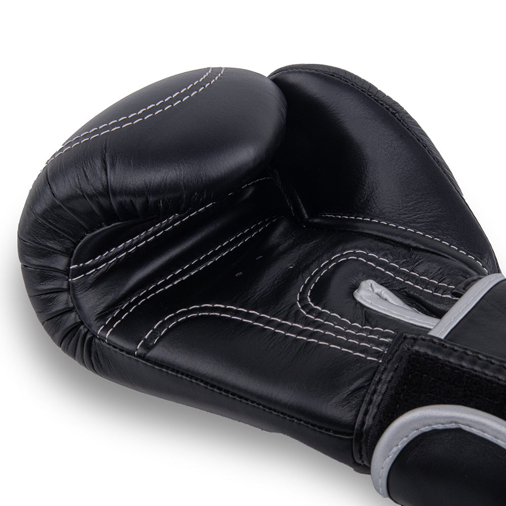 Raja Boxing Gloves — Double Line Black (RJB-P2-BLA) — MMAGuy fight gear Phuket