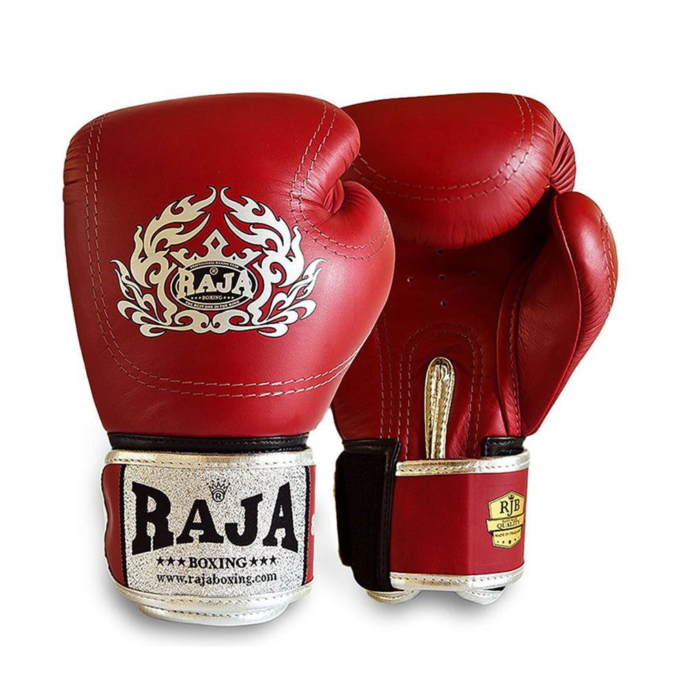 Raja Boxing Gloves — Double Line Red (RJB-P2-RED) — MMAGuy fight gear Phuket