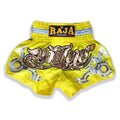 Raja Muay Thai Shorts — Silver Flame Yellow — MMAGuy fight gear Phuket