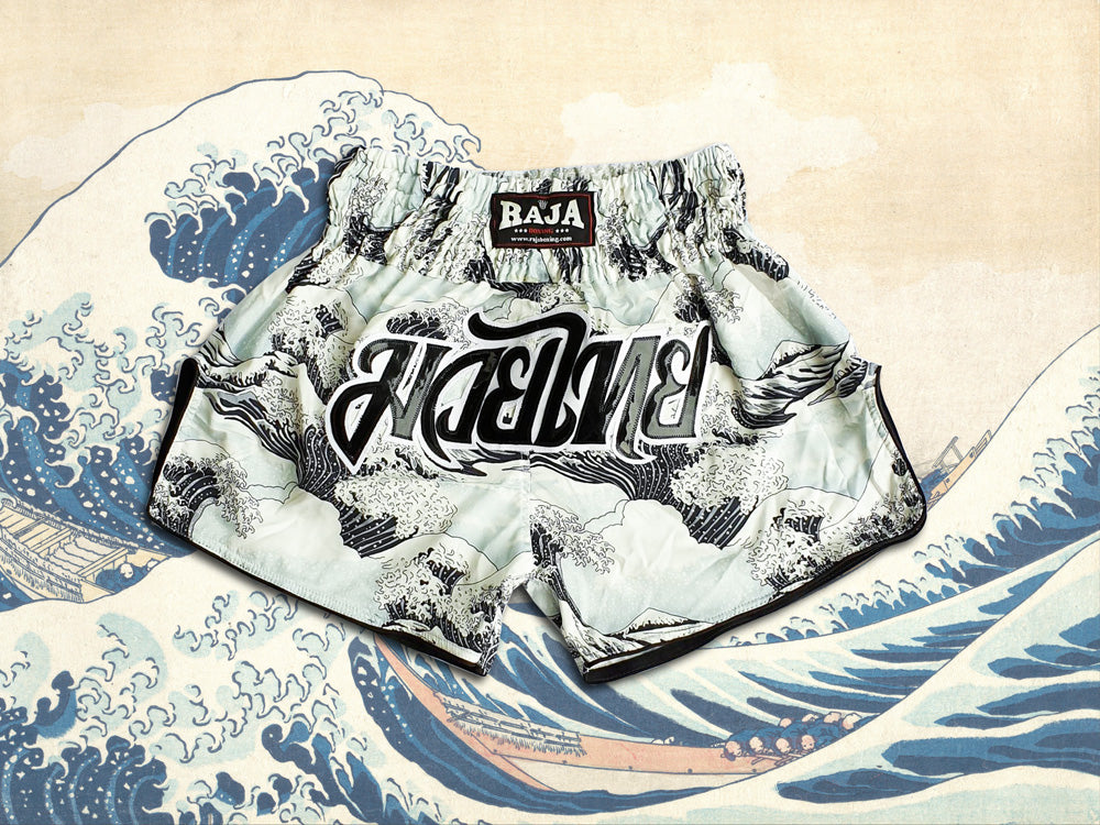 Raja Muay Thai Shorts — Great Wave (SK62-016) — MMAGuy fight gear Phuket