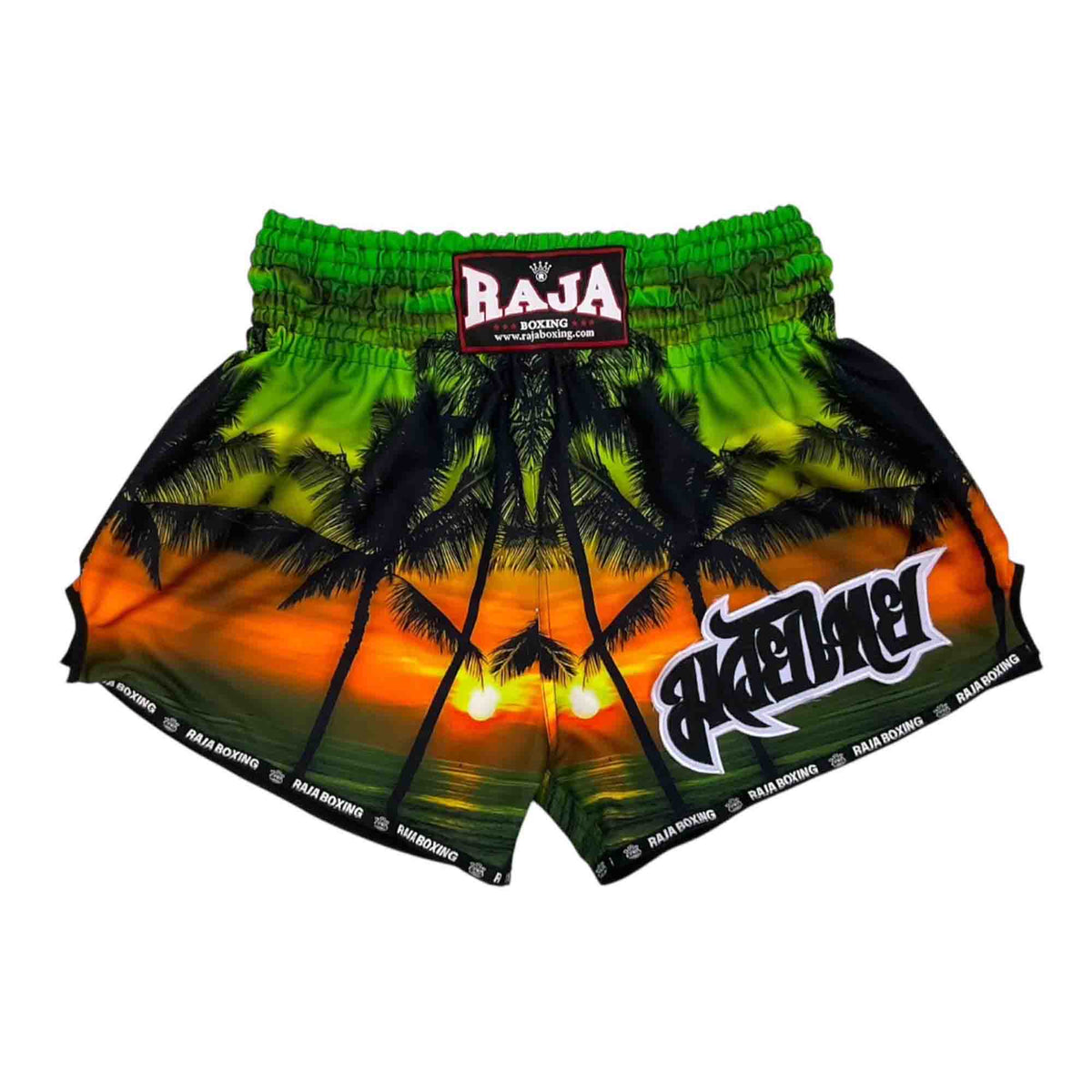 Raja Muay Thai Shorts — Sunset Palm (SP67-042) — MMAGuy fight gear Phuket