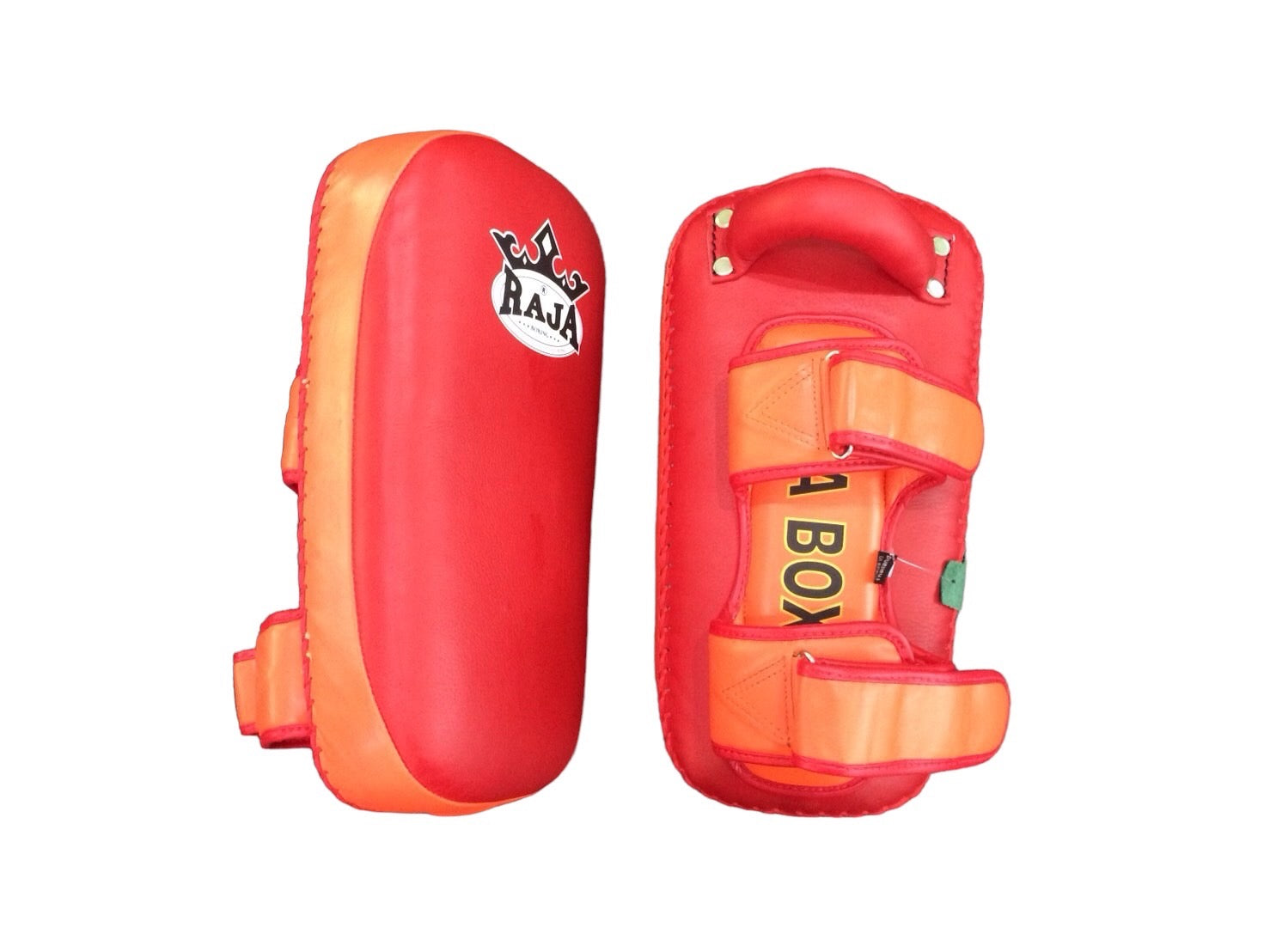 Raja Kicking Pads — Curved Extra Thick Red/Orange — MMAGuy fight gear Phuket