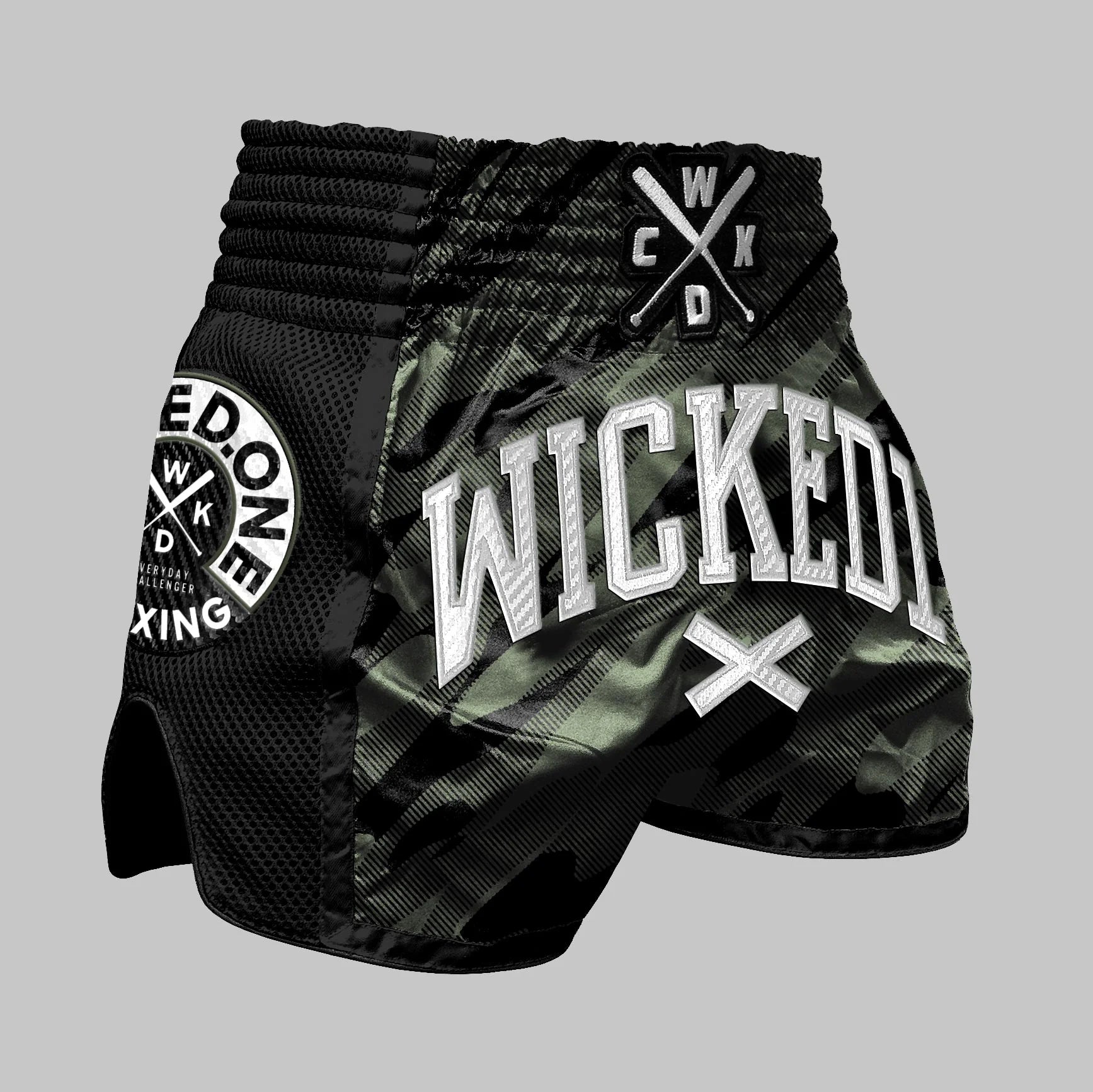 Wicked1 MUAY THAI SHORT FURY BLACK/KHAKI