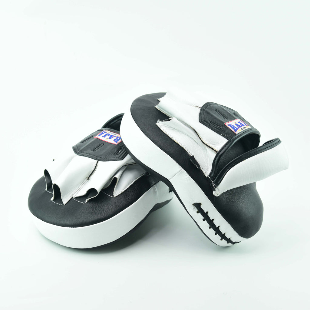 Raja Punch Mitts — Open Finger Black/White (RPM-6A) — MMAGuy fight gear Phuket