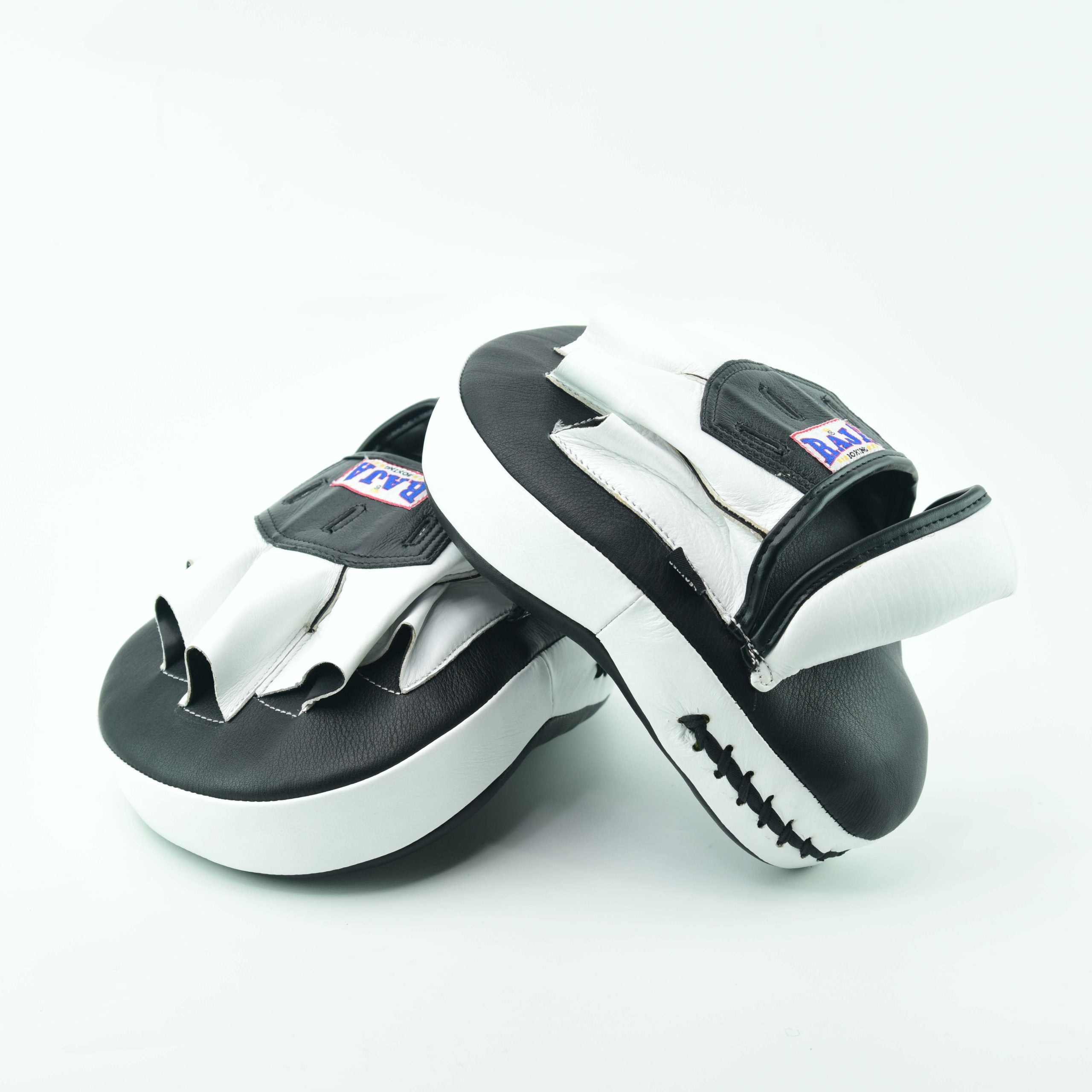 Raja Punch Mitts — Open Finger Black/White (RPM-6A) — MMAGuy fight gear Phuket