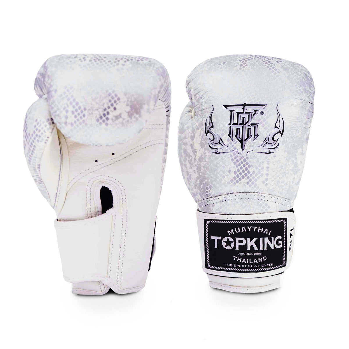 Top King Super Snake Boxing Gloves White-Silver