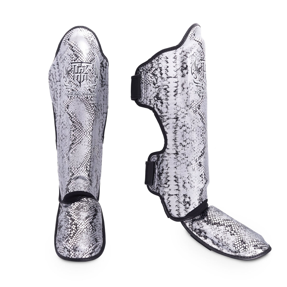 Top King Super Snake Shin Guards Black-Silver