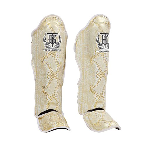 Top King Super Snake Shin Guards White-Gold