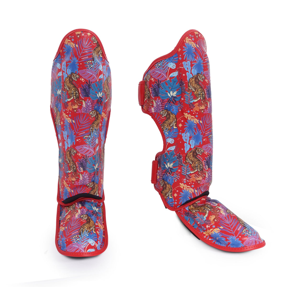 Top King Wild Tiger King Shin Guards Red