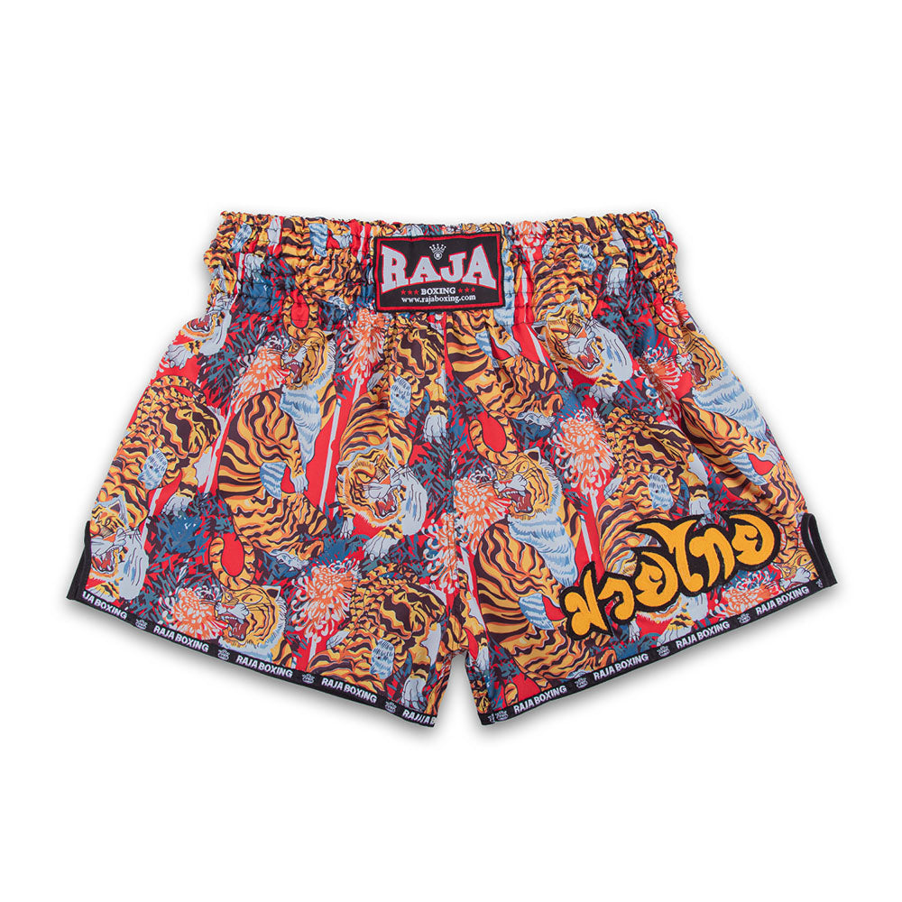 Raja Muay Thai Shorts — Tiger Pat Yellow — MMAGuy fight gear Phuket