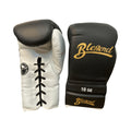 Blegend Boxing Gloves BGLLP Lace Up Black White — lace-up palm and front, fight gear in Phuket (Chalong) | MMAGuy
