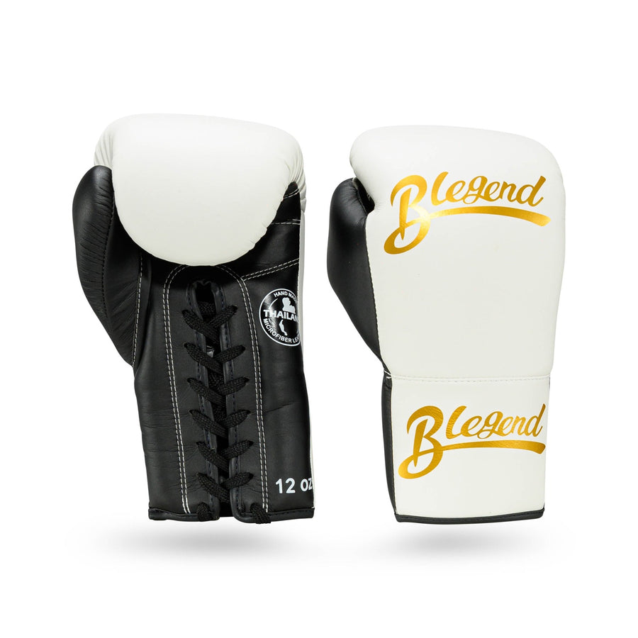 Blegend Boxing Gloves BGL221 Lace Up White Black — card image
