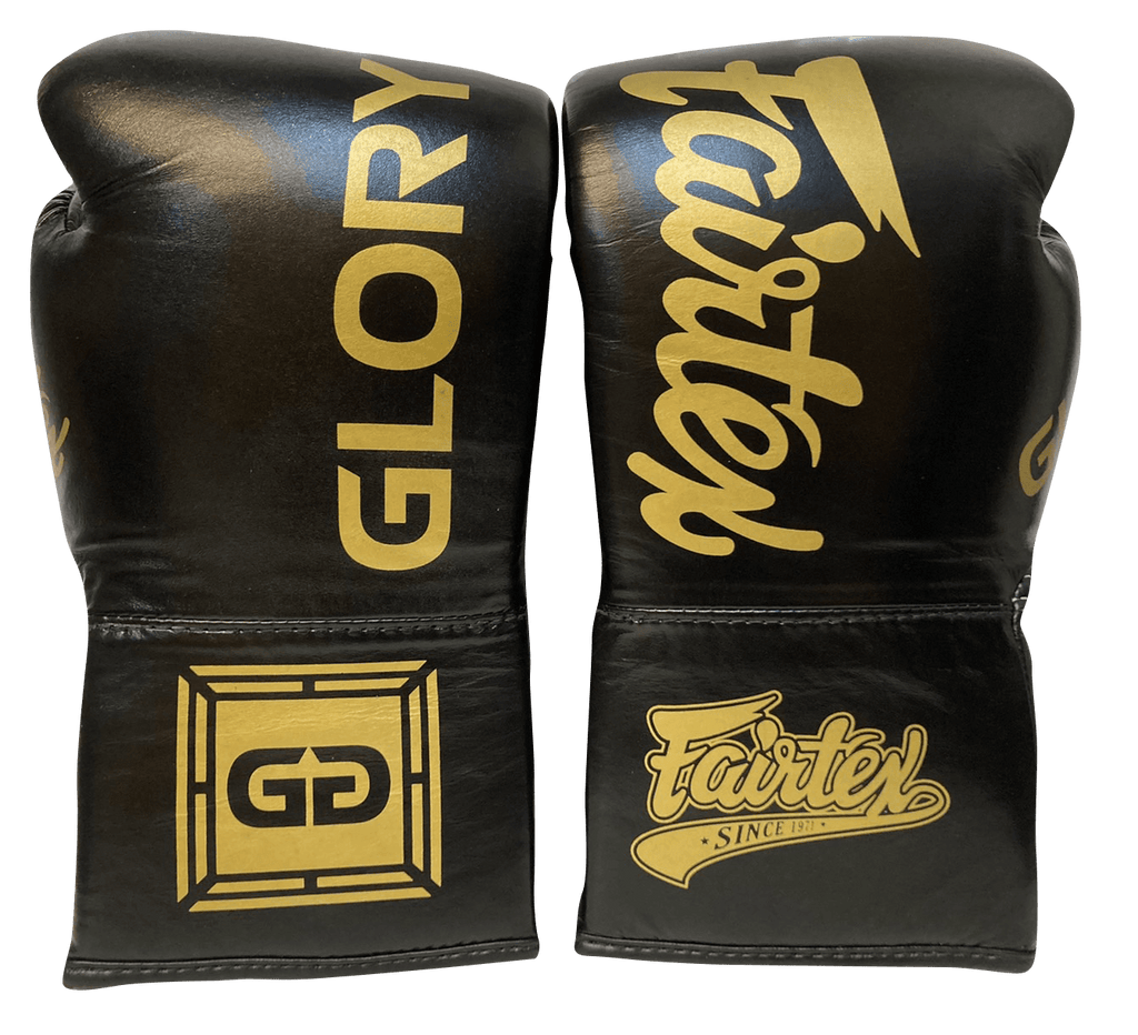 Fairtex BGLG1 GLORY Lace Up Boxing Gloves Black — MMAGuy fight gear Phuket