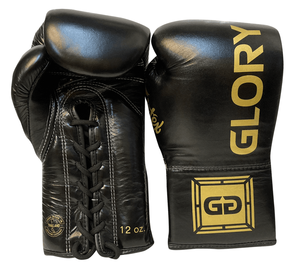Fairtex BGLG1 GLORY Lace Up Boxing Gloves Black — MMAGuy fight gear Phuket