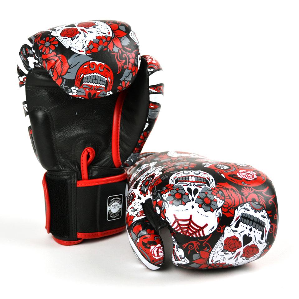 Twins Special GLOVES FBGVL3-53 SKULL RED/BLACK — view 3, fight gear Phuket | MMAGuy